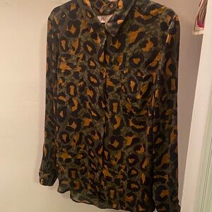 Philosophy Olive & Mustard Animal Print Button-Down Shirt
